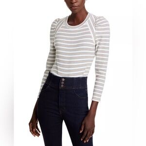 Veronica Beard Striped White Top